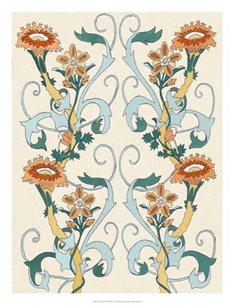 Framed Nouveau Floral Pattern II Print