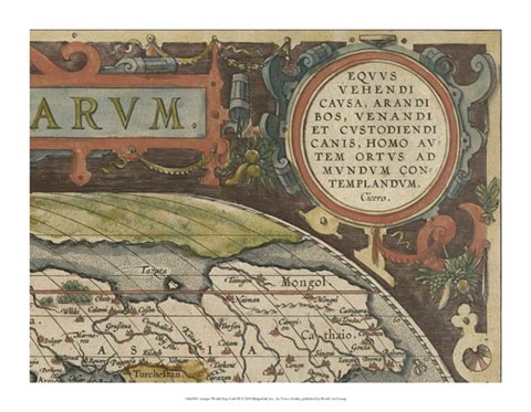 Framed Antique World Map Grid III Print