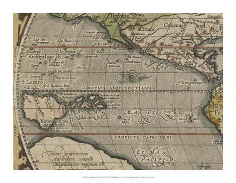 Framed Antique World Map Grid IV Print