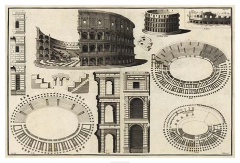 Framed Diagram of the Colosseum Print