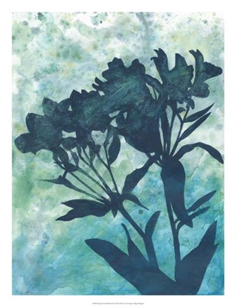 Framed Indigo Floral Silhouette II Print