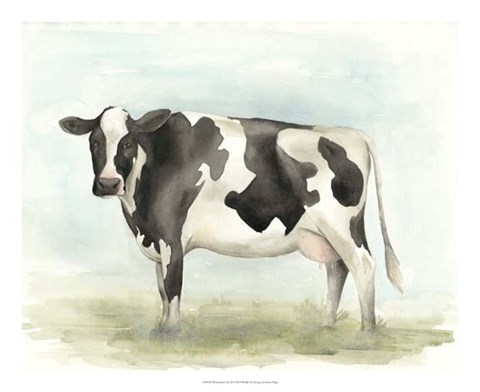 Framed Watercolor Cow II Print
