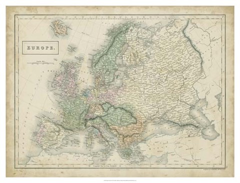 Framed Map of Europe Print