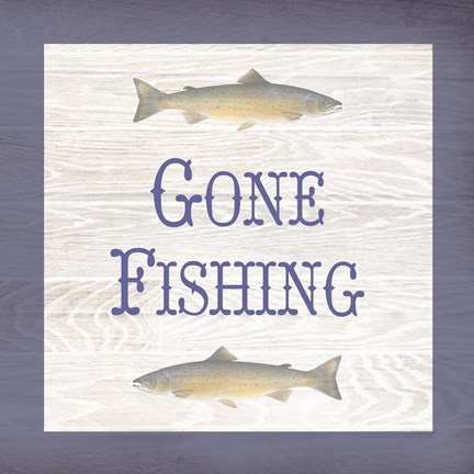 Framed Gone Fishing Salmon Print