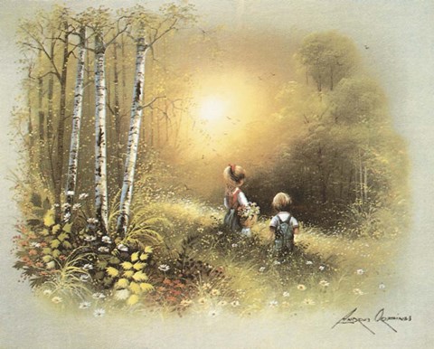 Framed Kids in the Woods Print