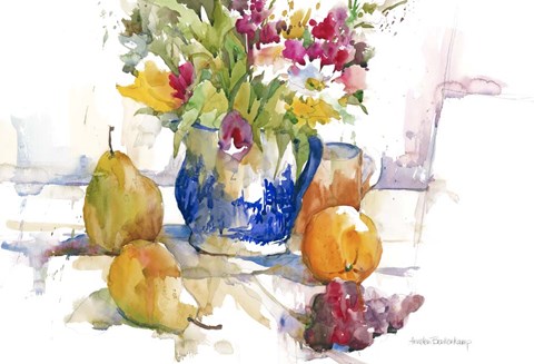 Framed Blue Patterned Jug Print