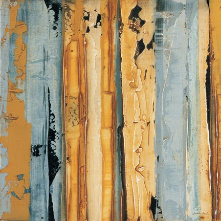 Framed Ochre, Blue Overlay I Print