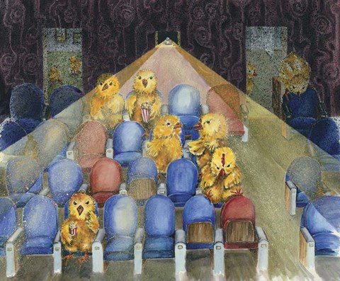 Framed Chicks At The Flicks Print