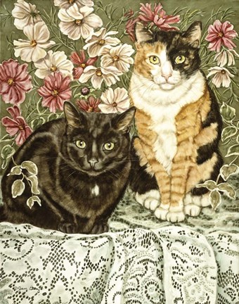 Framed Cosmos &amp; Lace Print