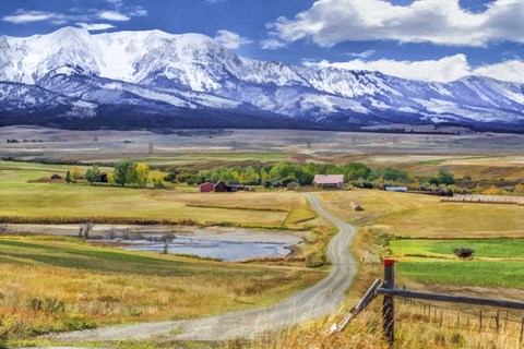Framed Montana Farm (Watercolor) Print