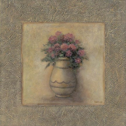 Framed Red Flowers In Vase 2 Print