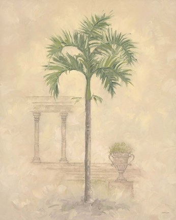 Framed Palm With Architecture 1 Print