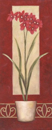 Framed Red Flower In Pot Print
