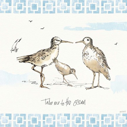 Framed Sandpiper Sea III Print