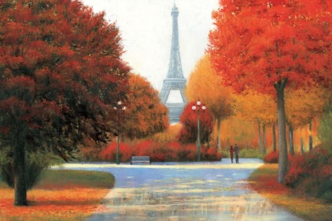 Framed Autumn in Paris Couple Print