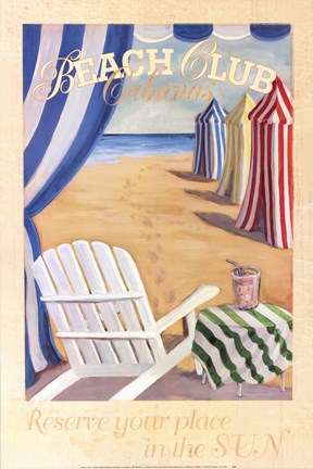 Framed Beach Club Cabanas Print