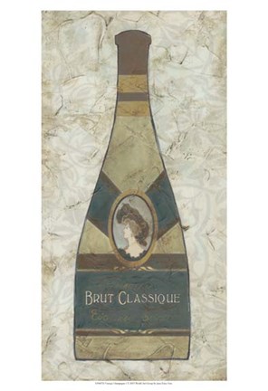 Framed Vintage Champagne I Print