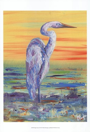 Framed Egret Sunset I Print