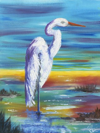 Framed Yellow Heron I Print