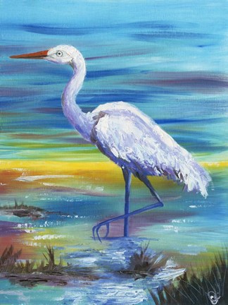 Framed Yellow Heron II Print