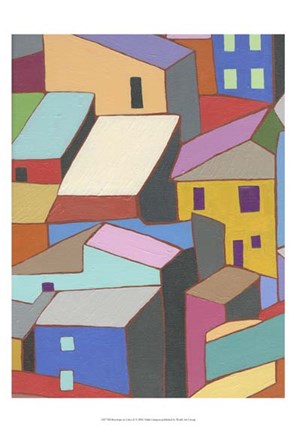 Framed Rooftops in Color II Print