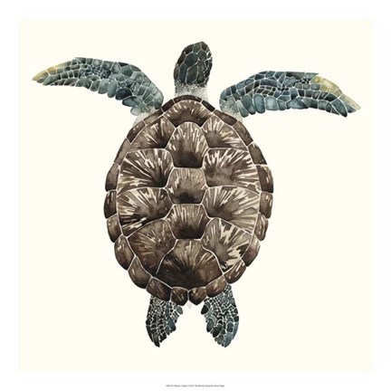 Framed Mosaic Turtle I Print