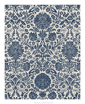 Framed Baroque Tapestry in Navy I Print