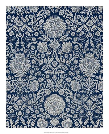 Framed Baroque Tapestry in Navy II Print