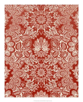 Framed Baroque Tapestry in Red II Print