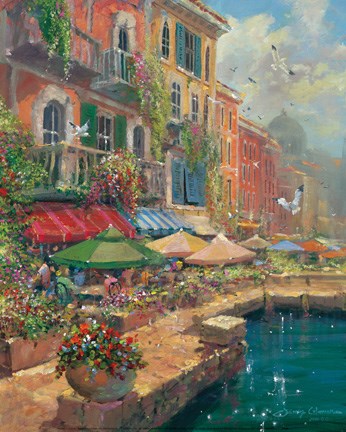 Framed Stroll Along The Marketplace Print