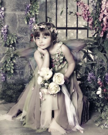 Framed Fairy in Garden Print