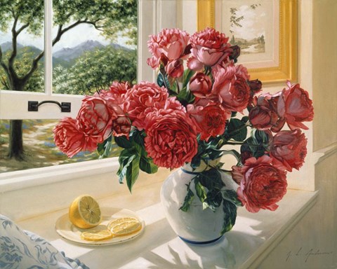 Framed Hot Pink Roses Print