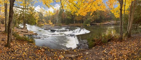 Framed Bond Falls In Autumn Panorama #2, Bruce Crossing, Michigan 12 Print