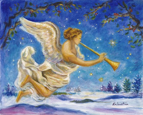 Framed Christmas Angel - Joy to the World Print