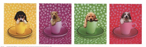 Framed Four Puppies Print