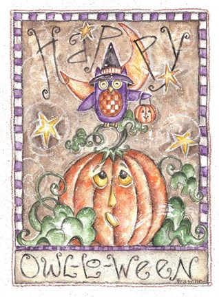 Framed Happy Owl O Ween Print