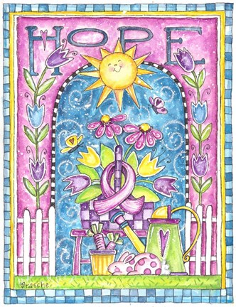 Framed Breast Cancer Awareness: Hope Garden Print