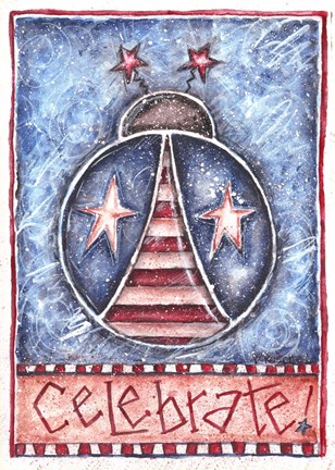 Framed Celebrate Patriotic Ladybug Print