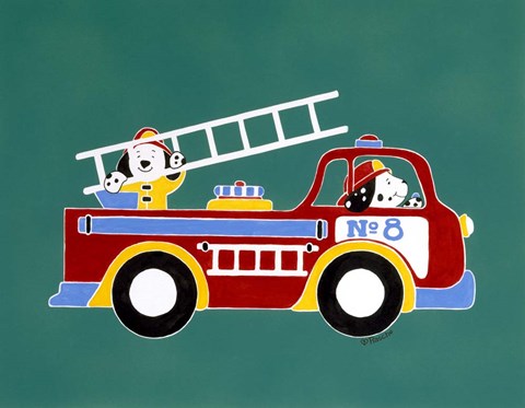Framed No. 8 Fire Truck Print