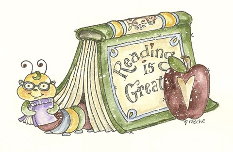 Framed Bookworm In Book Print