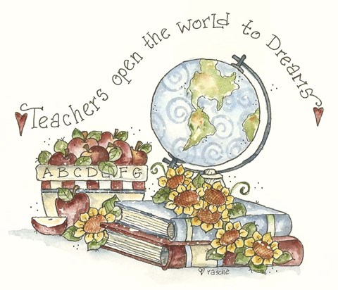 Framed Globe And Books Print