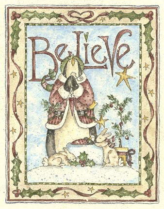 Framed Believe Penguin Print