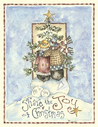 Framed Share The Joy Of Christmas Penguins Print