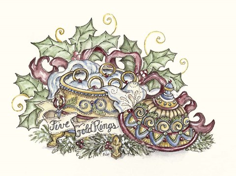 Framed Five Gold Rings Print