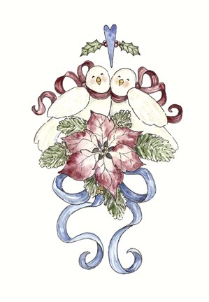 Framed Turtle Doves Stocking Print