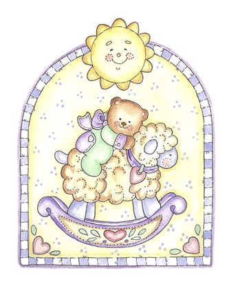 Framed Teddy Bear On Lamb Rocker Print