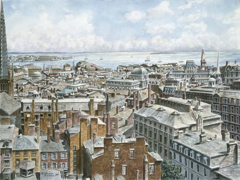 Framed Boston,  East From St. House 1876 Print