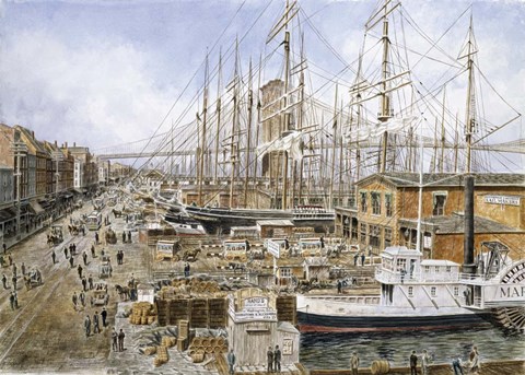 Framed Wall St. Ferry, NY Print