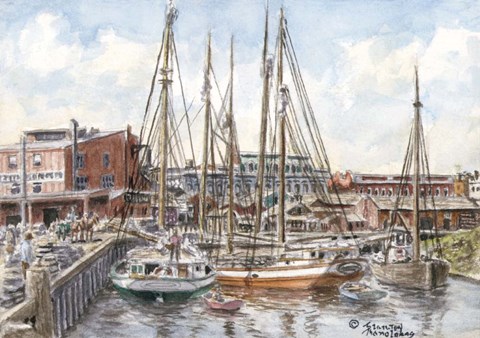 Framed Crowded Dock Print