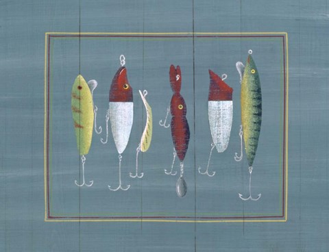 Framed Fishing Hooks 1 Print